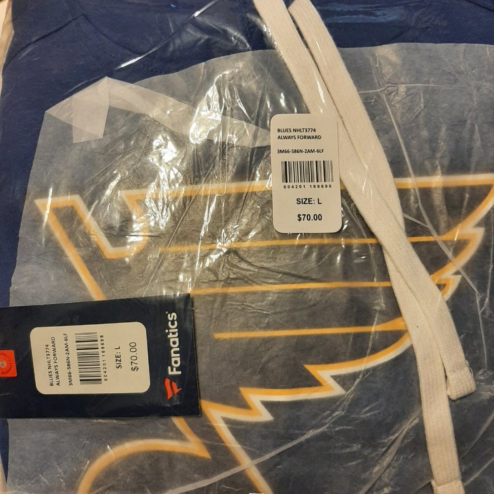 St Louis Blues Fanatics Always Forward Hoodie NHL Blue Sz Large NWT Hock… - Picture 2 of 3